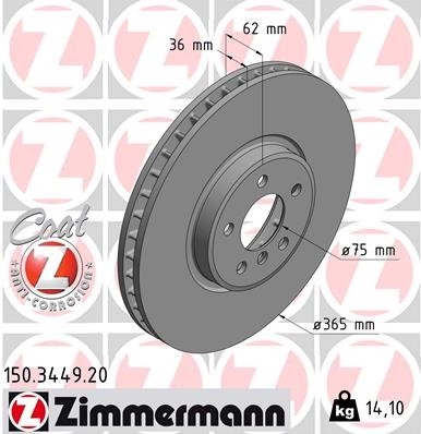 Zimmermann 150.3449.20 Brake Disc for BMW