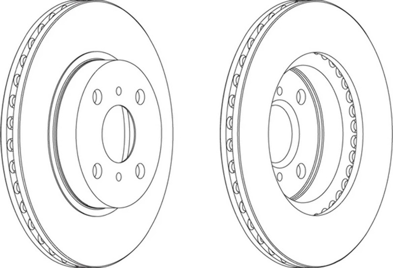 Pair Of Front Coated Brake Discs Fits Toyota Corolla Ferodo DDF794C