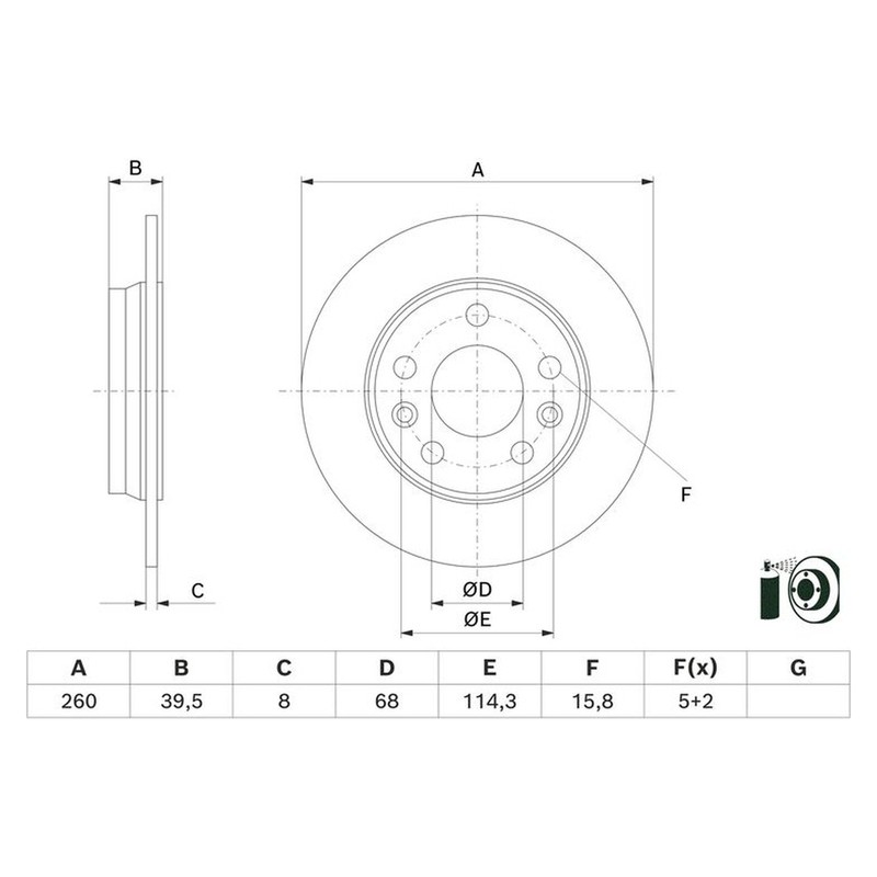 Bosch brake disc ø260 mm 0 986 479 H69 for Renault Zoe