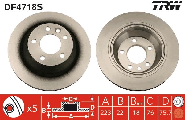 2X DF4718S TRW Brake Disc for VW
