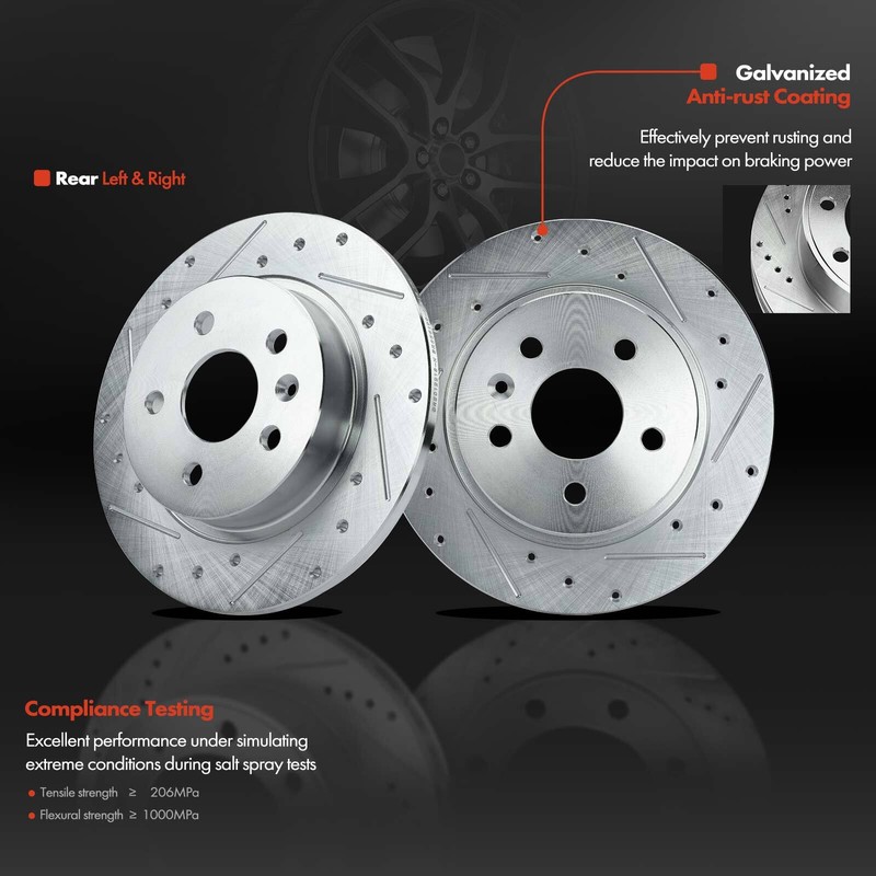 Rear Drilled Brake Rotor & Brake Pads for Chevy Cruze Sonic Trax Buick 2013-2017 gallery