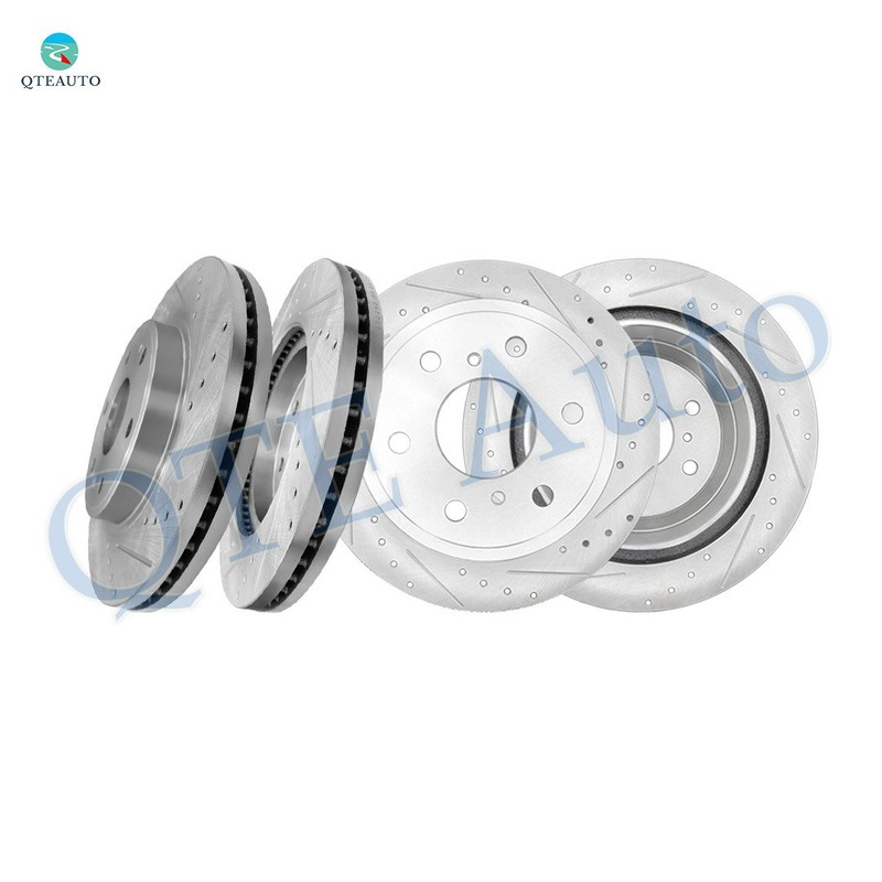 Front 330mm-Rear 345mm Drilled Brake Rotors For 2015-2020 Cadillac Escalade ESV
