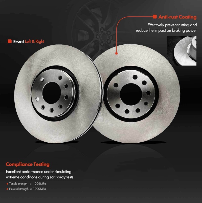 6x Front Disc Rotors & Ceramic Brake Pads for Saab 9-3 2006-2011 L4 2.0L V6 2.8L gallery