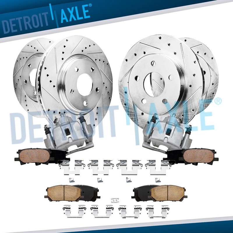 Front & Rear Drilled Rotor Brake Pad Caliper Bracket for RX330 RX400h Highlander