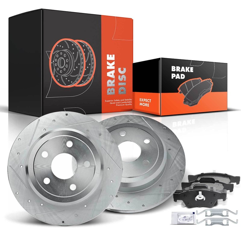 Rear Drilled Rotors & Ceramic Brake Pads for Jeep Grand Cherokee 2011 2012-2020