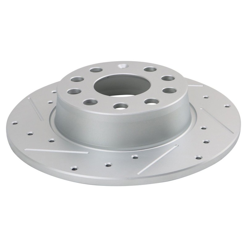 Rear Performance Drilled Slotted G-Coated Disc Brake Rotor Pair for Audi VW gallery