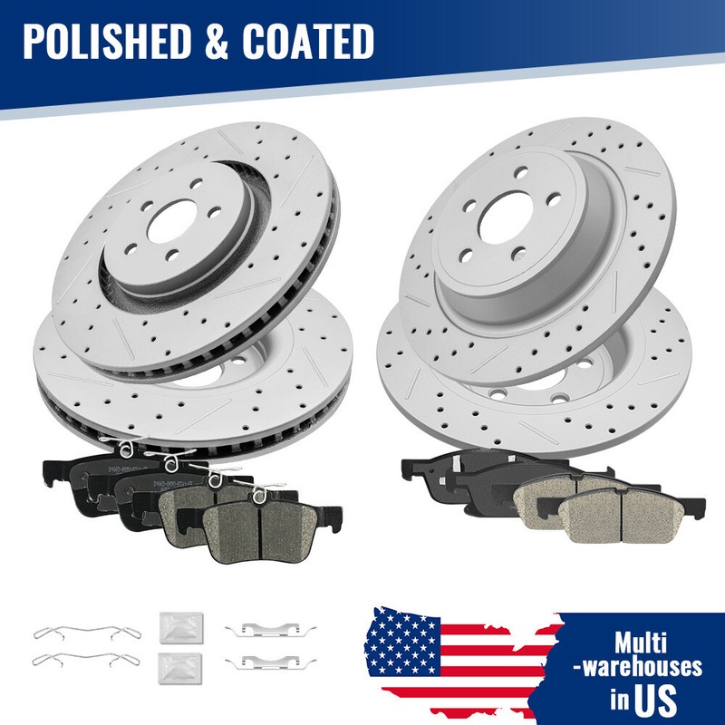 Front and Rear Disc Rotors+Ceramic Brake Pads for Ford Edge Lincoln MKX Nautilus