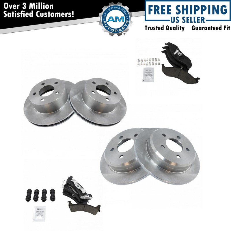 Front & Rear Ceramic Brake Pads 4 Rotors Kit for Jeep Grand Cherokee