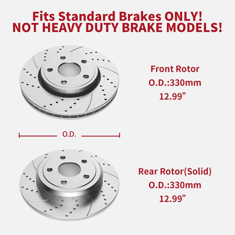 330mm Front 330mm Rear Brake Rotors Brake Pads fit for Jeep Grand Cherokee 11-18 gallery