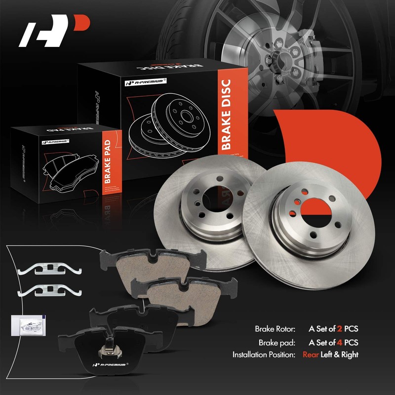 A-Premium Rear Disc Brake Rotors & Ceramic Pads for BMW E65 F01 750i 06-08 760i gallery
