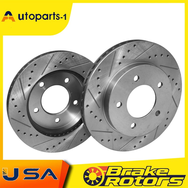 2x 308mm Front Drilled & Slotted Brake Rotor for Ford F-150 1997-2004 4WD 5-Lug