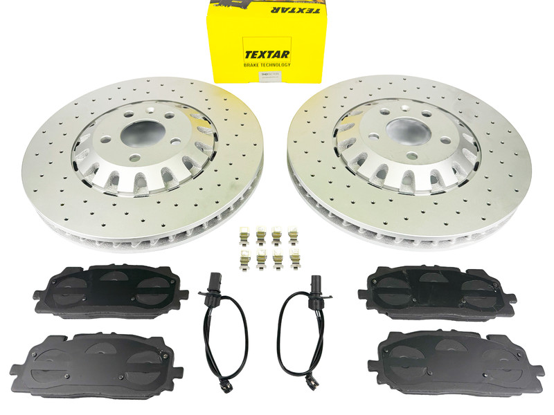 FRONT DRILLED BRAKE DISCS TEXTAR BRAKE PADS FOR AUDI Q7 E-TRON 375MM 4M0615301AD