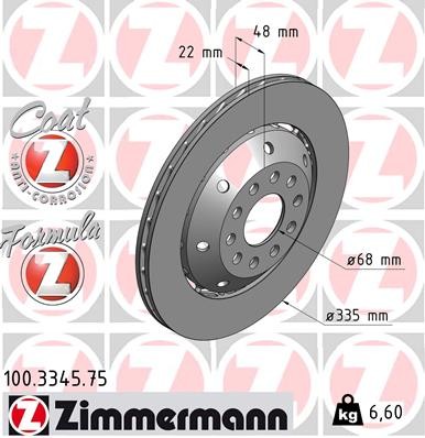Zimmermann 100.3345.75 Brake Disc for Audi