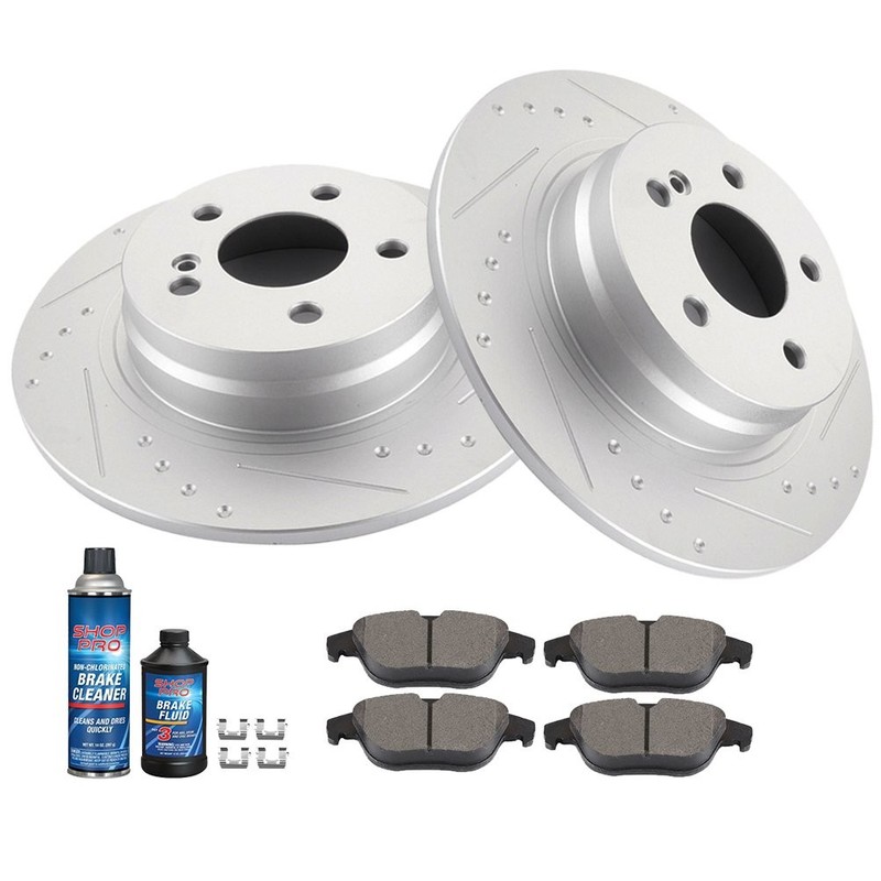 For Mercedes-Benz C250 2012 -2015 Rear Discs Brake Rotors and Ceramic Pads 300mm