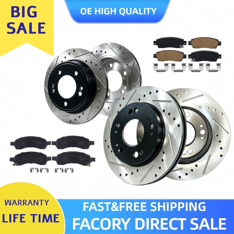 Front Rear Drilled Slotted Rotor Brake Pad for Chevrolet Traverse 2015 2016 2017