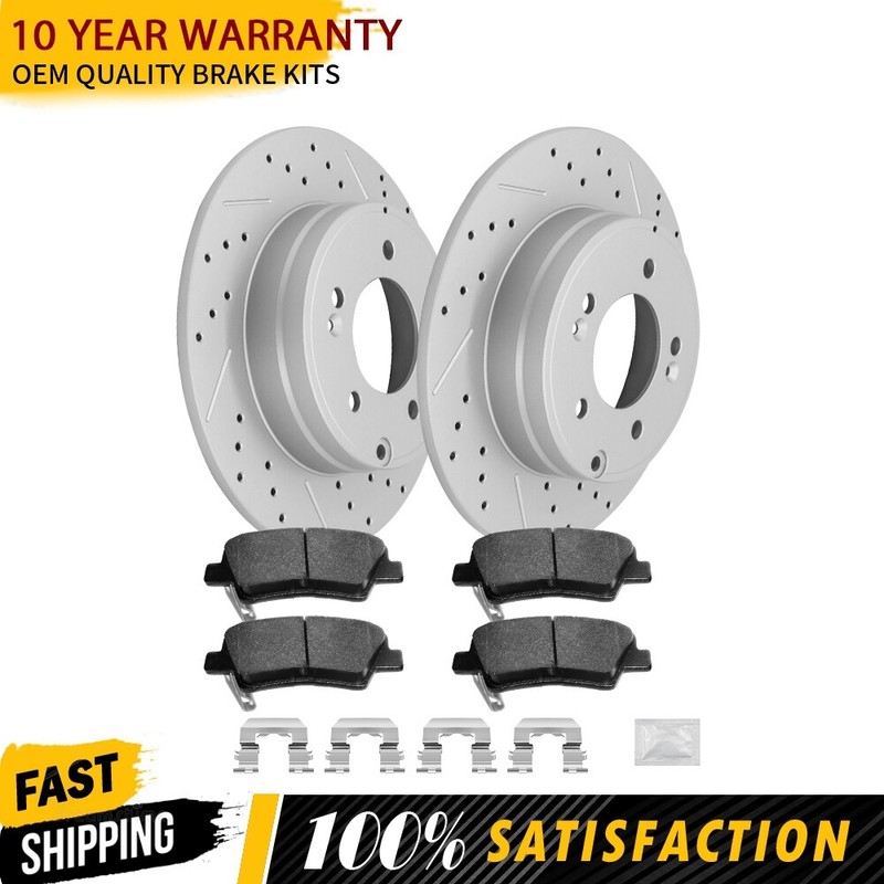 For 2011-2015 Hyundai Azera Sonata KIA Optima Rear Brake Rotors & Ceramic Pads
