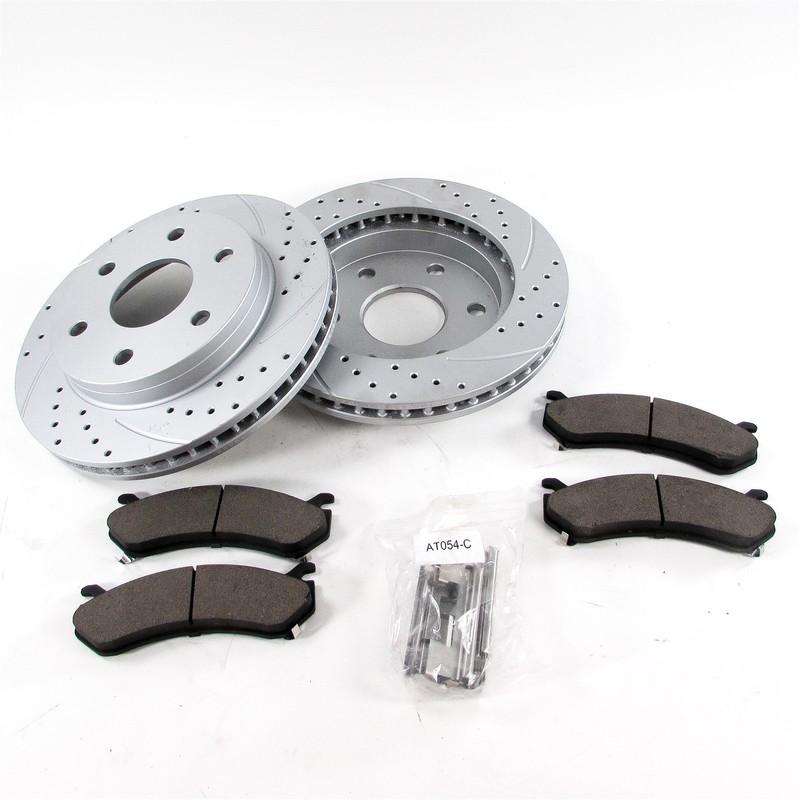 NEW Cross Drilled Slotted – FRONT 55054 Brake Rotors Kit w/Pads D785 GMC CHEVY