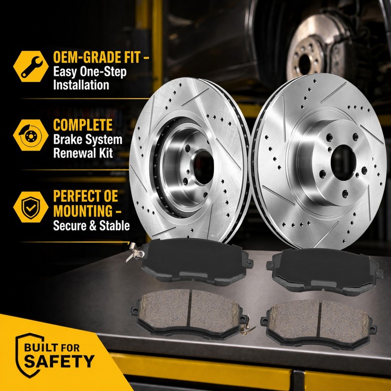 Smooth Stop Front Drilled Disc Rotor Ceramic Pad Set Fits Subaru Legacy Impreza gallery