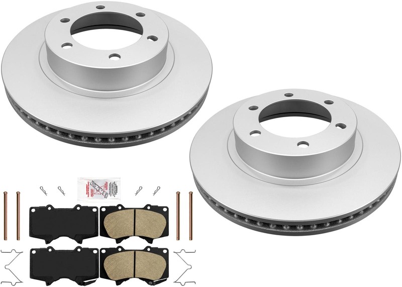 Coated Disc Brake Rotors Pads Hardware Fits Toyota Tacoma 2005-2022 4×4 6 Lug