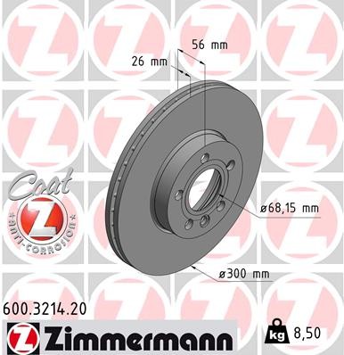 Zimmermann 600.3214.20 Brake Disc for VW