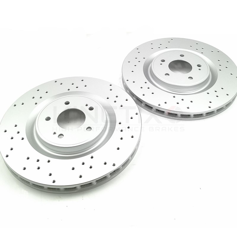 FOR MITSUBISHI LANCER EVO X 10 FRONT PERFORMANCE DRILLED BRAKE DISCS BREMBO PADS gallery