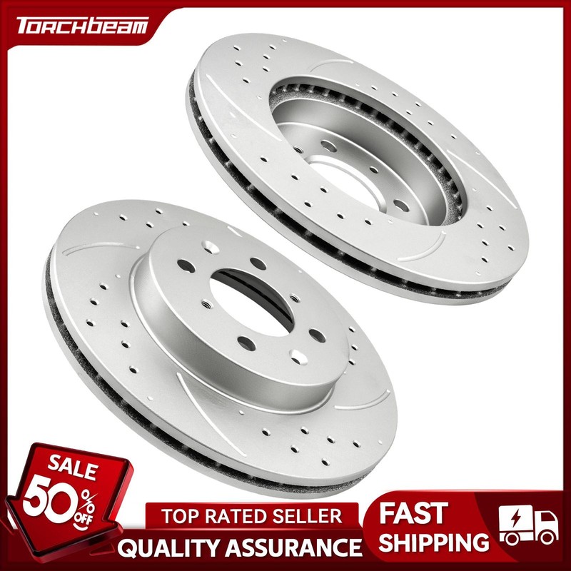 Front Drilled Slotted Brake Rotors for Honda Civic 01-05 Honda Fit 07-12 2PC