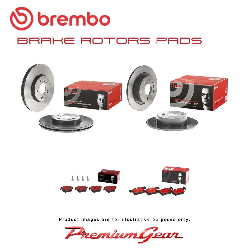 Front+Rear Brembo UV Coated Disc Rotors+NAO Pads for BMW 2 Series F45 14-21