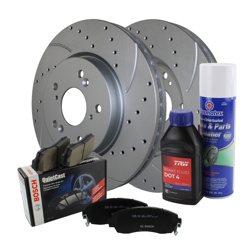 Front Brake Kit 296mm Drilled Rotors Bosch Ceramic Pad For Accord Crosstour CR-V