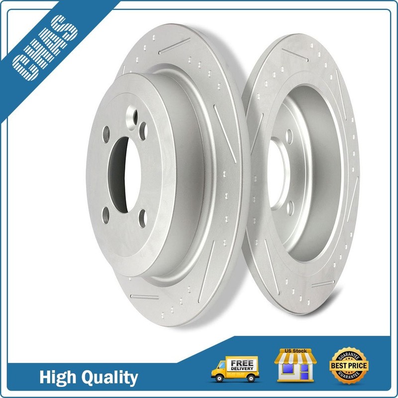 Rear Slotted Brake Rotors Discs Fits 2002-2006 Mini Cooper Checkmate Sport 1.6L