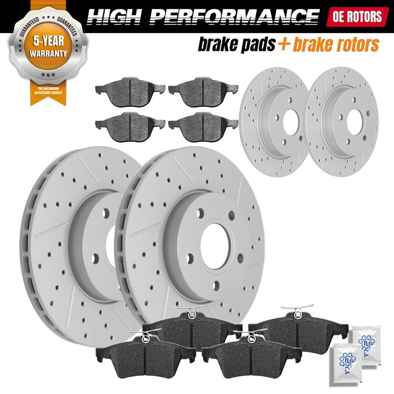 Front Rear Disc Rotors & Ceramic Brake Pads for 2012 – 2018 Ford Focus