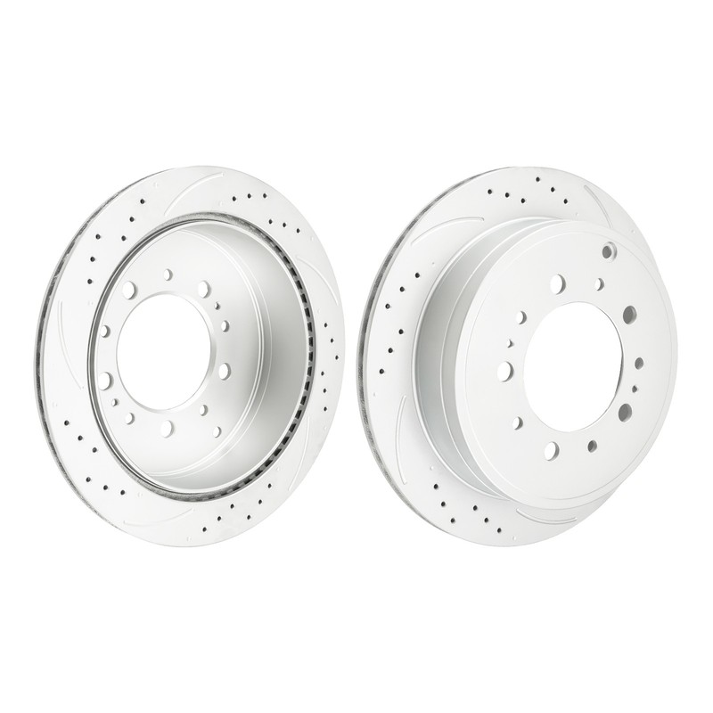 Pair Rear Drilled & Slotted Brake Rotors For Toyota Tundra Sequoia Lexus LX570 gallery