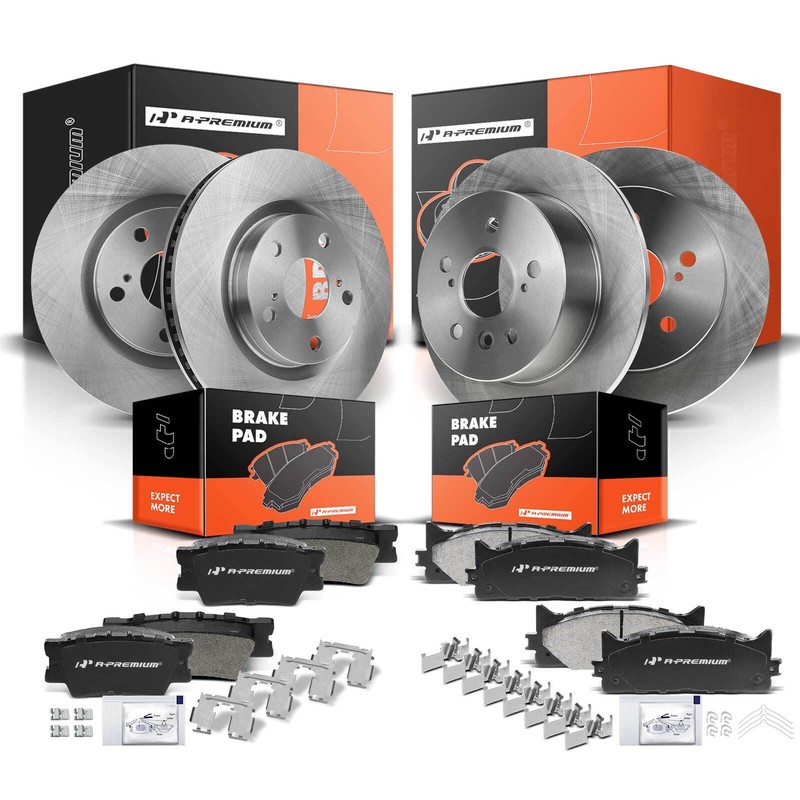 Brake Rotor & Ceramic Brake Pad Front & Rear for Lexus ES350 Toyota Camry Avalon