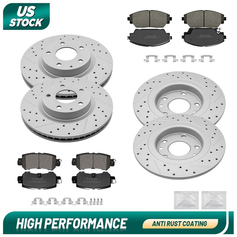 Front Rear Drilled Brake Disc Rotors Brake Pads For 2016 2017 2018 Mazda CX-3