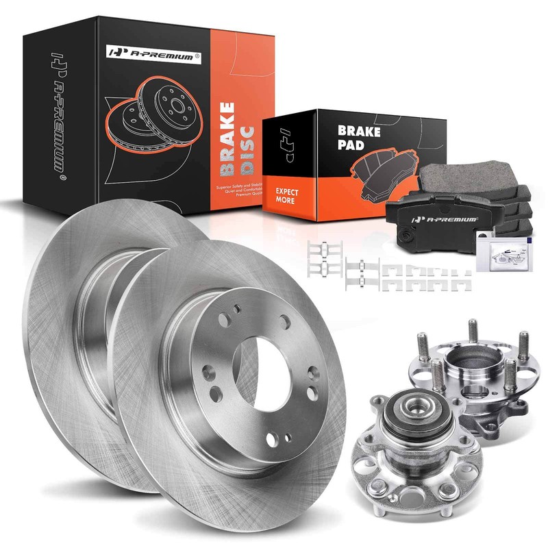 Rear Disc Rotor & Ceramic Brake Pads + Wheel Hub for Honda Civic Acura CSX 06-11