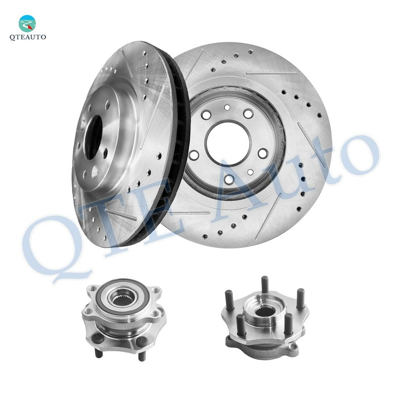 4P Front 296mm Drilled Slotted Brake Rotors-Wheel Hub For 2017-2020 Nissan Rogue