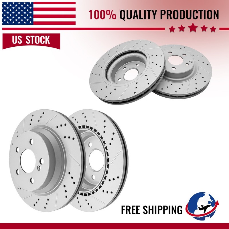 Front +Rear Drilled Disc Brake Rotors for Benz CLS500 GLK350 CLS550 E550 GLK250