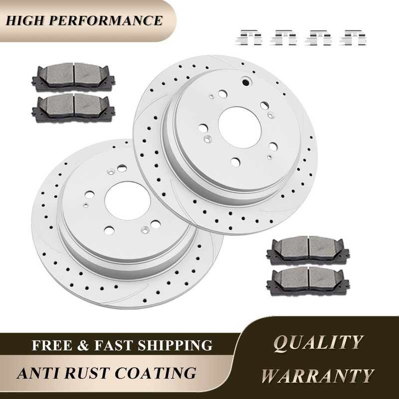 313mm Rear Drilled Brake Disc Rotors and Pads Brakes Kit for 05-10 Honda Odyssey