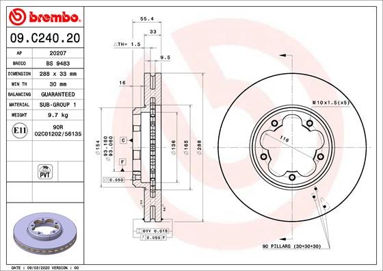 Brembo 09.C240.20 Brake Disc for Ford gallery