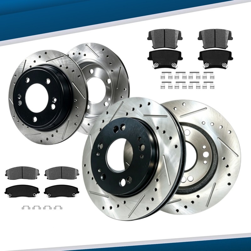 320mm Front Rear Drilled Rotors Brake Ceramic Pads for 2012 -2019 Challenger 300