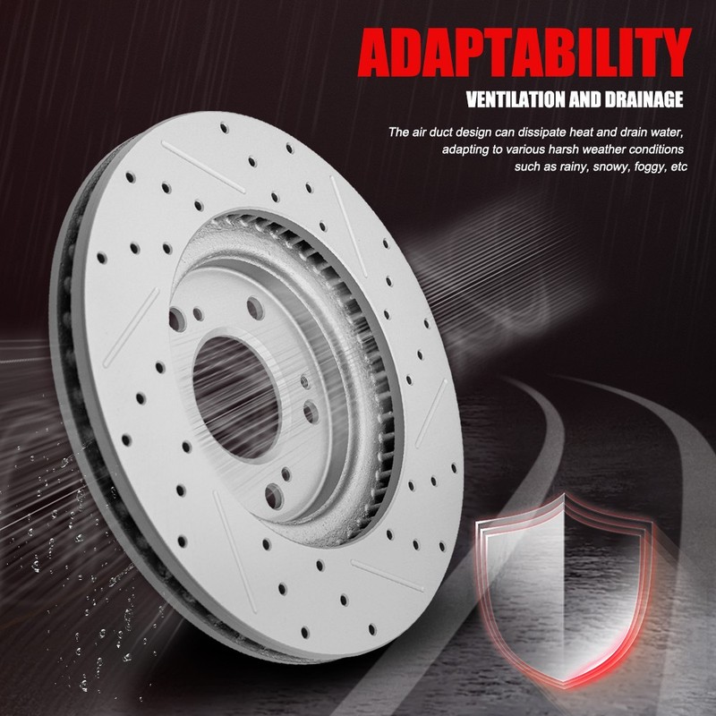 Front Drilled & Slotted Brake Disc Rotors for 2019-25 Mazda 3 AWD 2020-23 CX-30 gallery