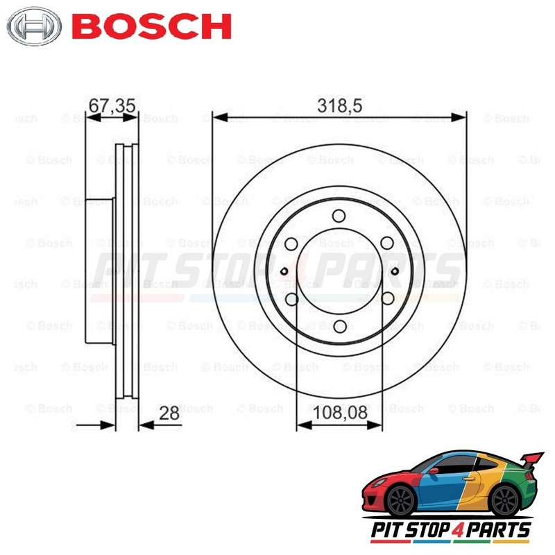 Bosch 0986479R46 Brake Disc Single Fits Toyota Hilux 2015-2025