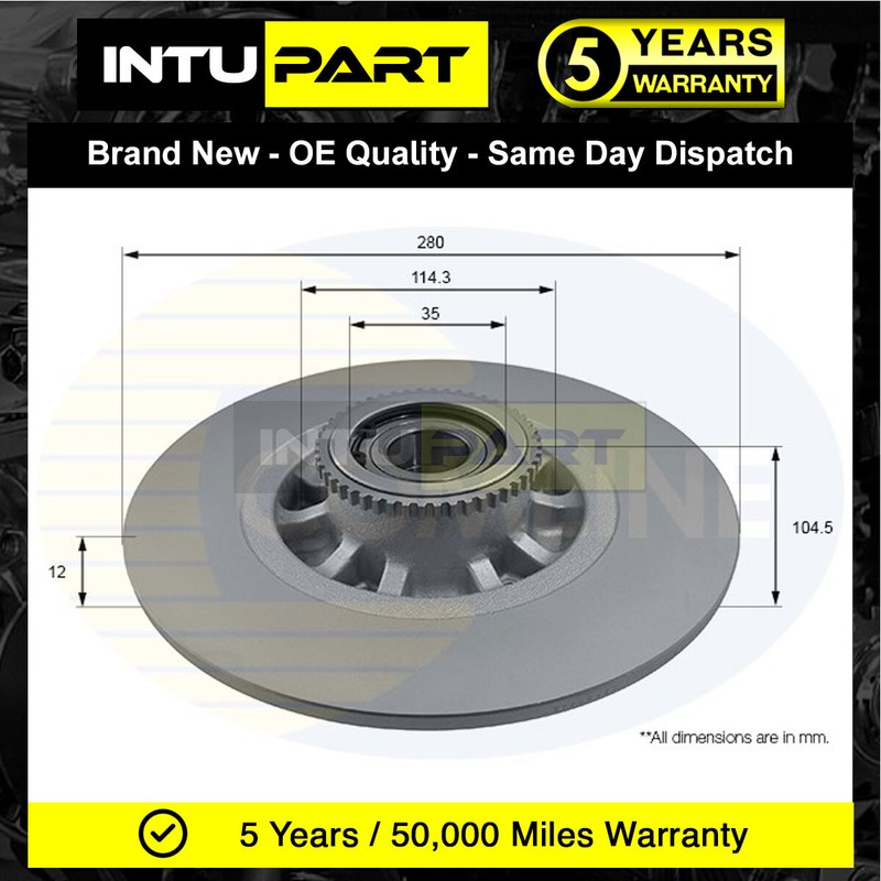 Fits Vivaro Trafic 1.6 CDTi D dCi 2.0 Intupart Rear Brake Disc #1