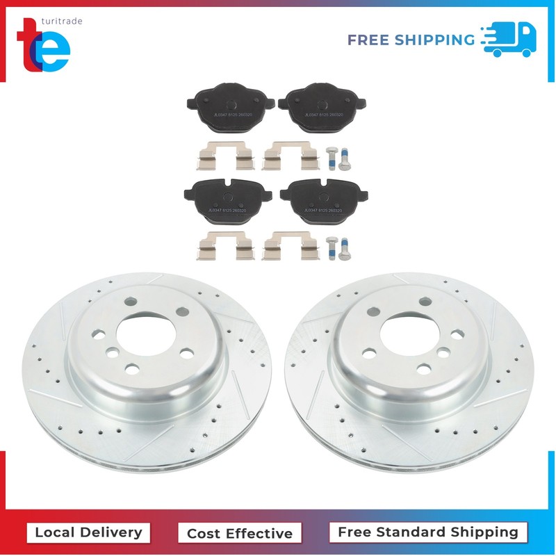 6Pcs Rear Drilled Brake Rotor & Ceramic Brake Pad For BMW F10 528i 535i xDrive