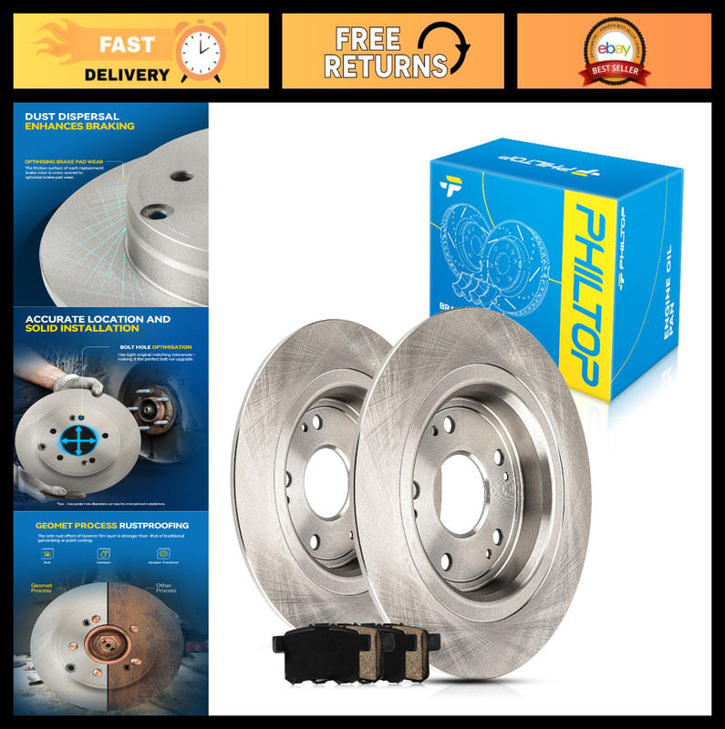 Rear Disc Brake Rotor & Ceramic Pad Set Kit for Accord 2008-2017, TSX 2009-2014,