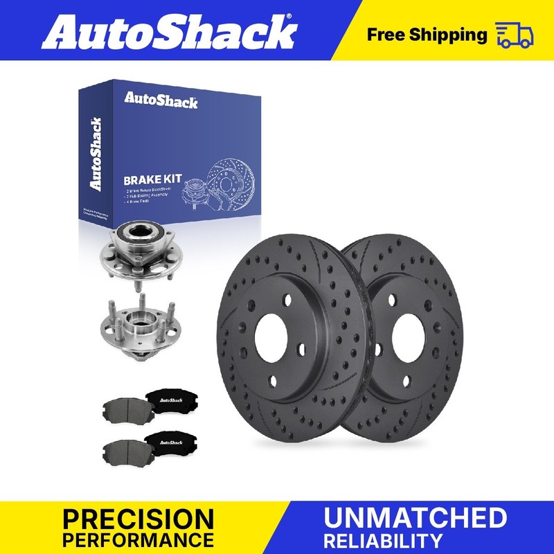 Front Drilled Slotted Brake Rotors Premium Pads Hubs for Chevy, Malibu 2013-2015