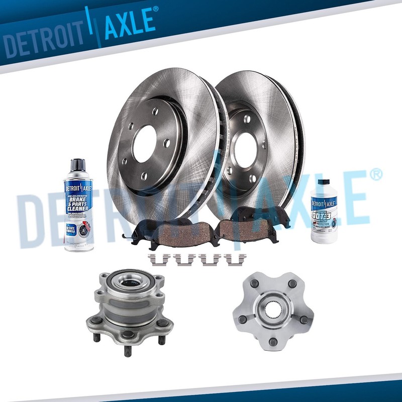 Rear Rotors Ceramic Brake Pads + Wheel Hub Bearings for Infiniti QX60 Pathfinder