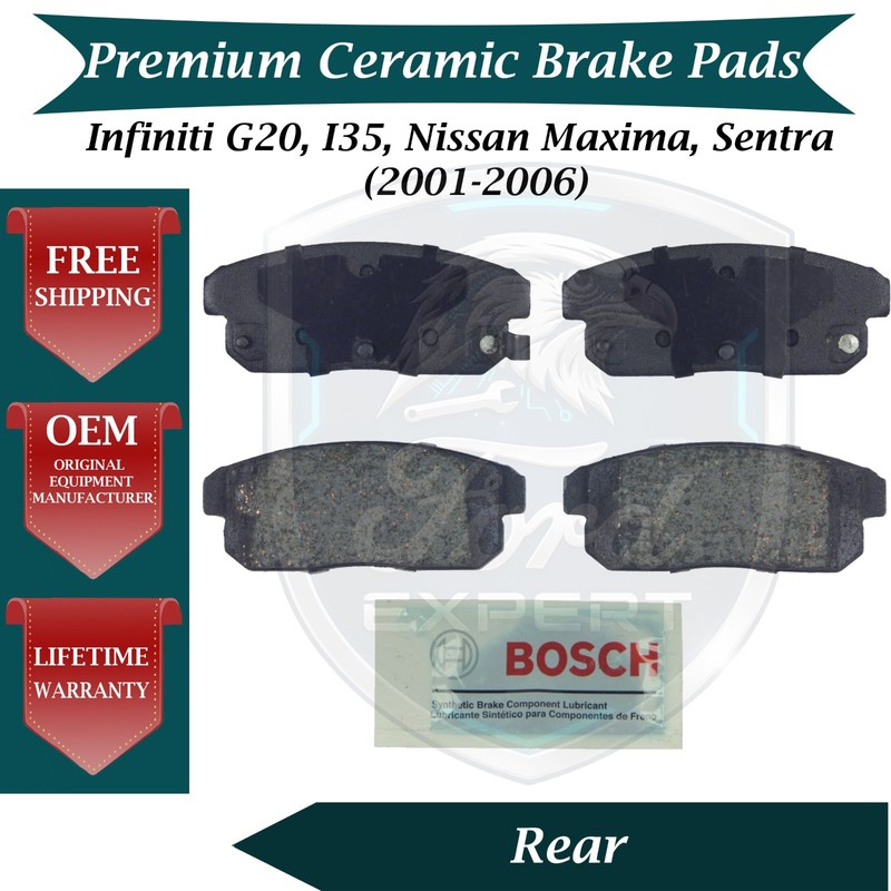 Bosch OEM Rear Ceramic Brake Pads Kit For 2001-2006 Nissan Infiniti 10 Yr Warra.