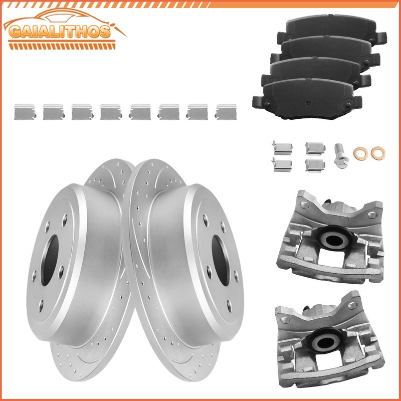For 2007 – 2017 Jeep Wrangler 316mm Rear Brake Calipers Rotors Ceramic Pads Kit