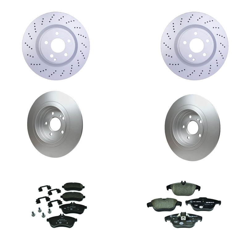Hella Front 344mm Rear 300mmRotors Low-Met Disc Brake Pad Kit For W204 C250 Base