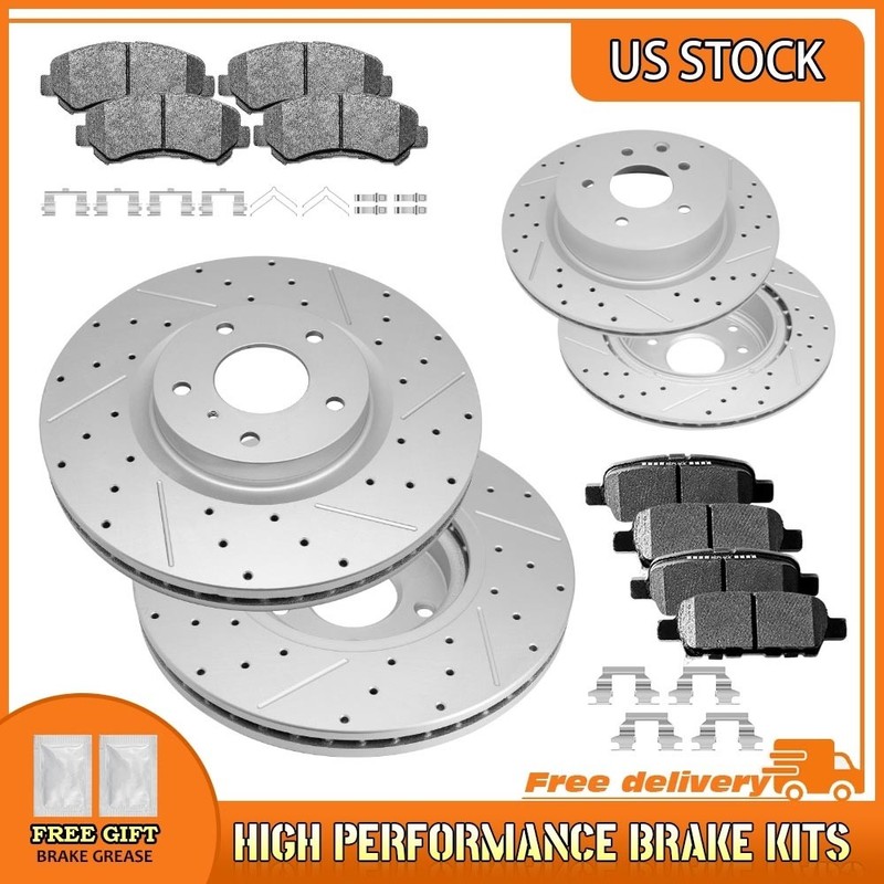 Front Rear Drilled Brake Rotor Ceramic Pad For 2009-2021 2022 2023 Nissan Maxima